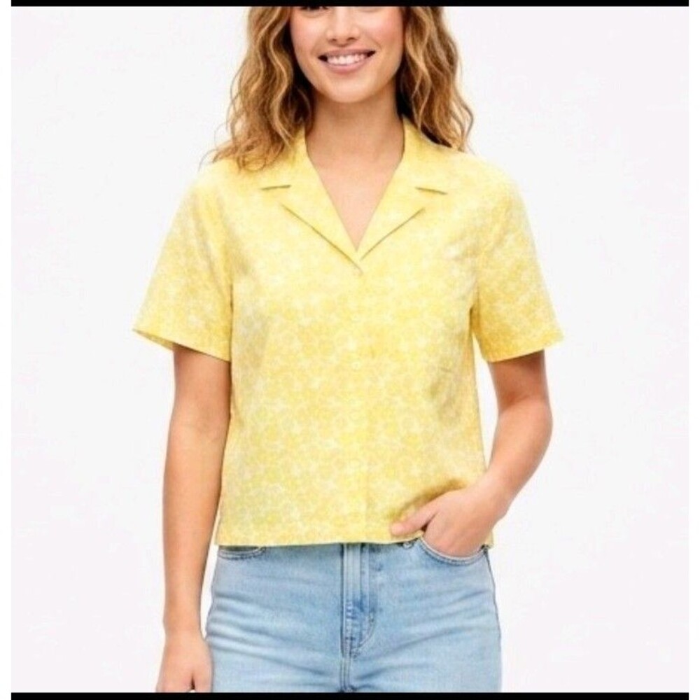 GAP PJ Top Short-Sleeve Button-Down Pajama Shirt with Collar NEW NWT Women Small